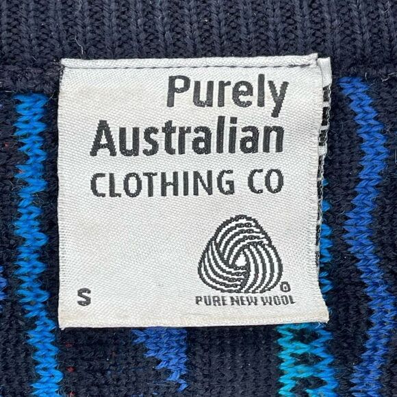 Vintage Purely Australian Wool Chunky Knit Crewneck Sweater Women Small Blue - Picture 3 of 4